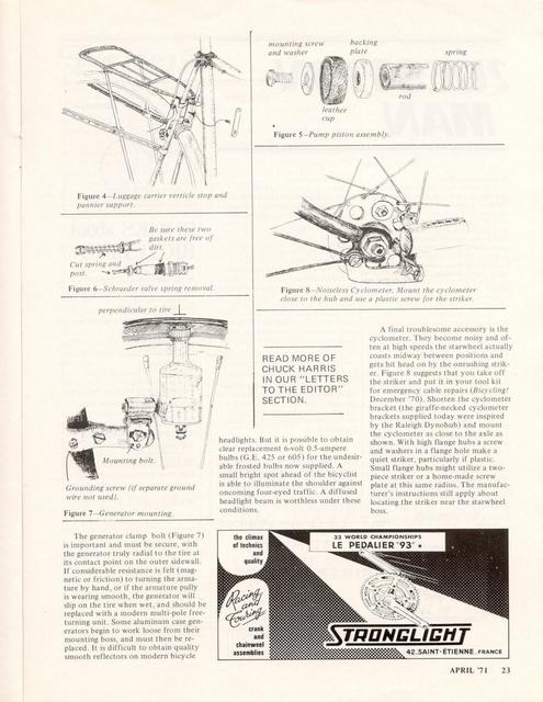 <------ Bicycling Magazine 04-1971 ------> Maintenance:  Frame & Accessories