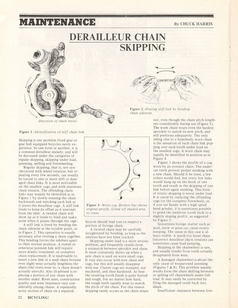 <------ Bicycling Magazine 05-1971 ------> Diagnosing And Fixing Derailleur Chain Skip