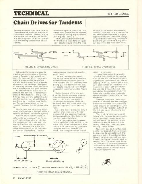 <------ Bicycling Magazine 02-1972 ------> Chain Drives For Tandem Bicycles