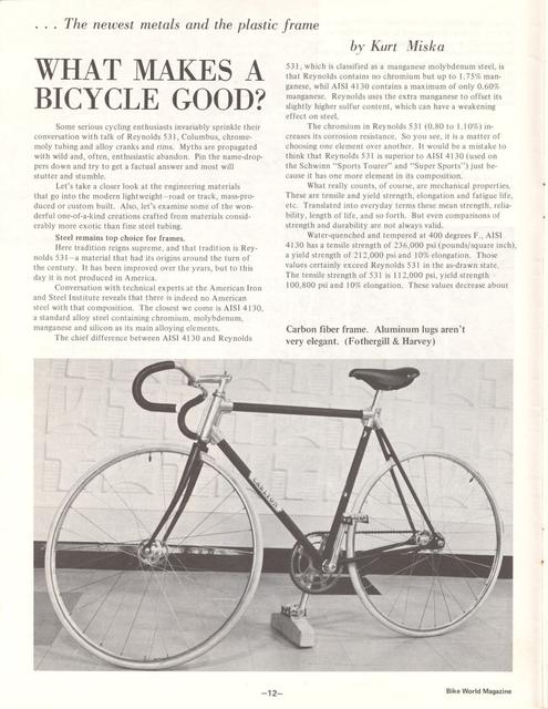 <---------- Bike World 12-1972 ----------> What Makes A Bicycle Good?