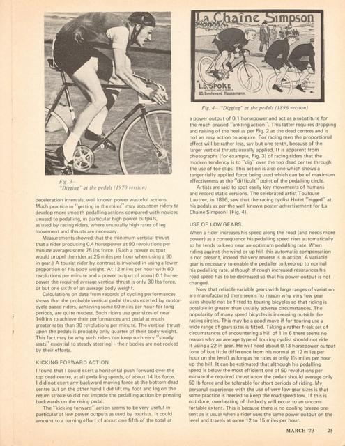 <------ Bicycling Magazine 03-1973 ------> Pedaling Rates And Gear Sizes
