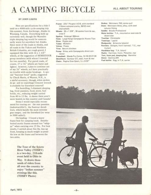 <---------- Bike World 04-1973 ----------> A Camping Bike