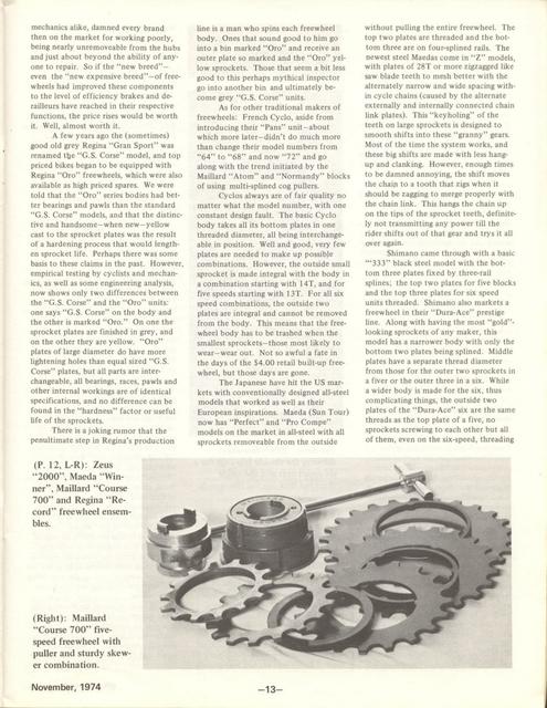 <---------- Bike World 11-1974 ----------> All About Components - Part 6 - Freewheels