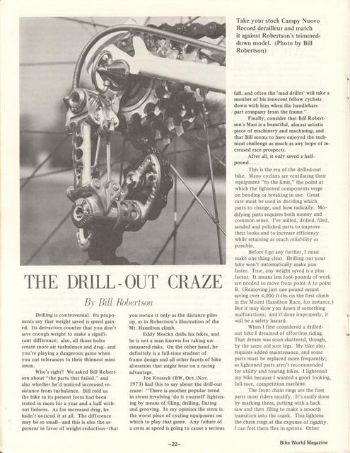 <---------- Bike World 12-1973 ----------> The Drill-Out Craze