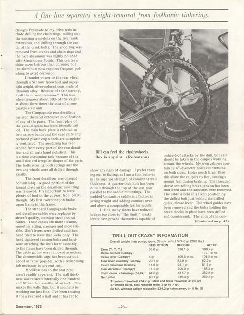 <---------- Bike World 12-1973 ----------> The Drill-Out Craze