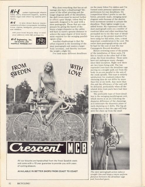 <------ Bicycling Magazine 07-1974 ------> Lightening Your Bike - Part 4