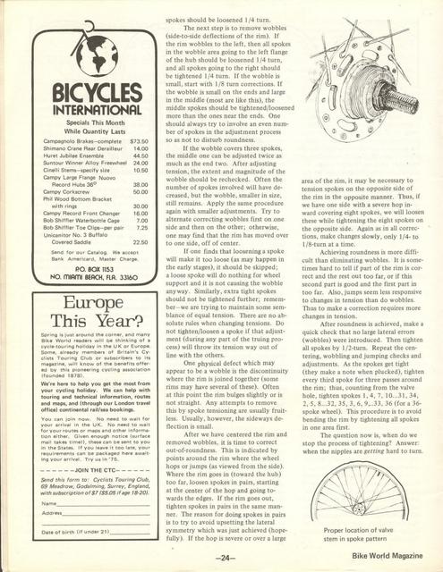 <---------- Bike World 02-1975 ----------> Step By Step Wheel Building