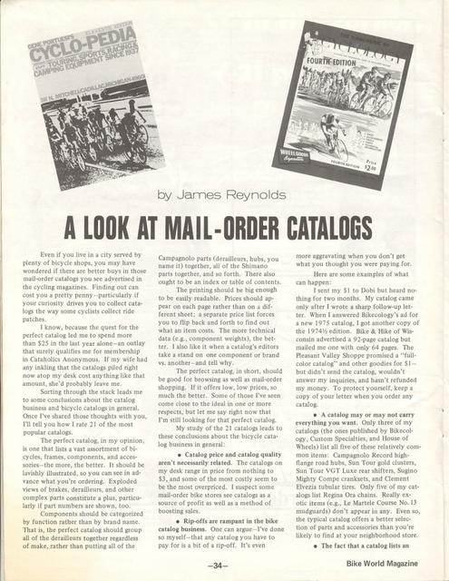 <---------- Bike World 05-1975 ----------> A Look At Mail Order Catalogs
