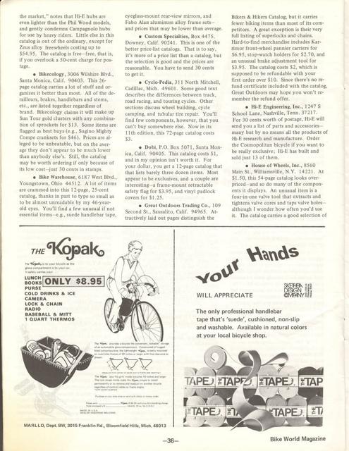 <---------- Bike World 05-1975 ----------> A Look At Mail Order Catalogs