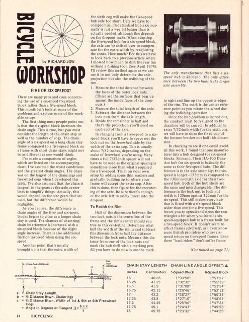 <------ Bicycling Magazine 06-1975 ------> Five Or Six Speeds?