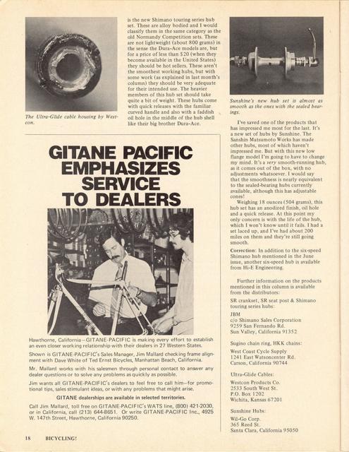 <------ Bicycling Magazine 08-1975 ------> 1975 Equipment Review