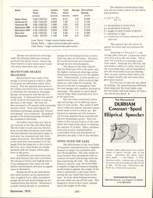 <---------- Bike World 09-1975 ----------> Controlling Your Wipeout - Testing Leading Brake Brands