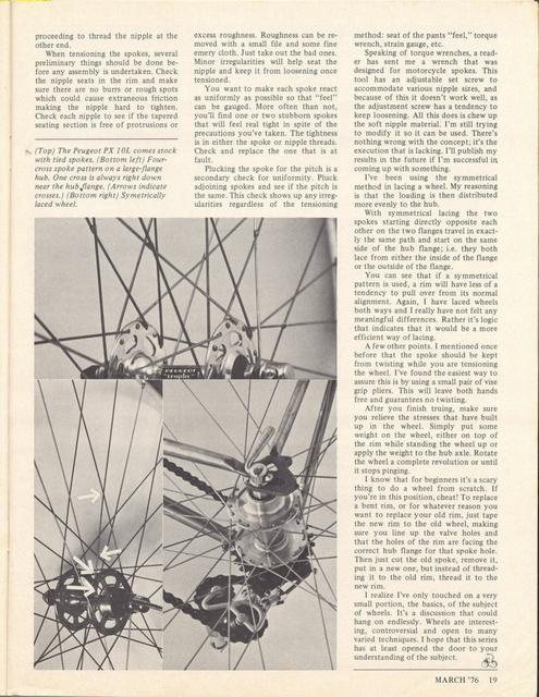 <------ Bicycling Magazine 03-1976 ------> Step By Step Wheels - Part 6 - Wrap It Up