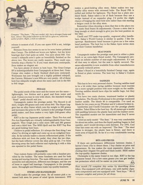 <------ Bicycling Magazine 06-1976 ------> Build Your Own Super Tourer - Part 2