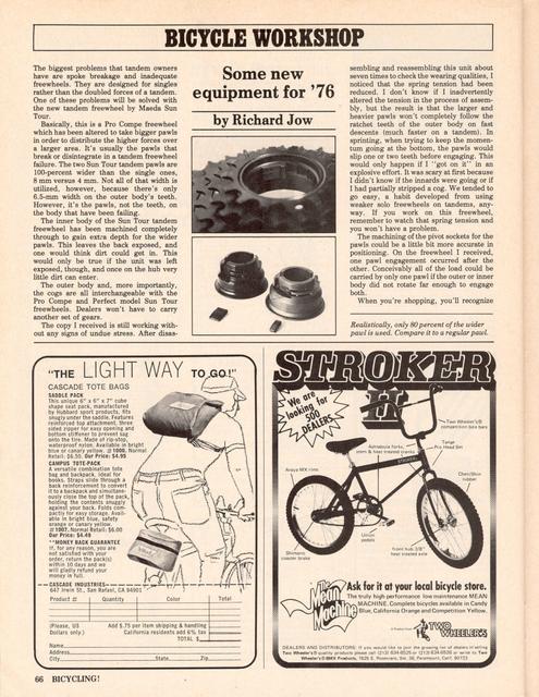 <------ Bicycling Magazine 05-1976 ------> Some New Equipment For 1976