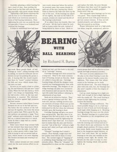 <---------- Bike World 05-1976 ----------> Bearing With Ball Bearings