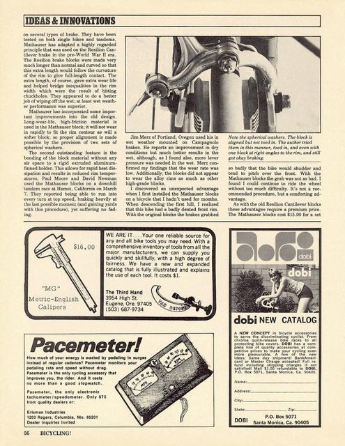 <------ Bicycling Magazine 07-1976 ------> Better Brakes Are Coming