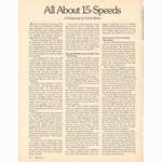 <------ Bicycling Magazine 01-1978 ------> All About 15 Speeds - Part 5 - Postscript