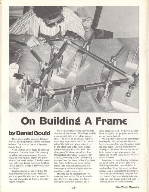 <---------- Bike World 03-1977 ----------> On Building A Frame