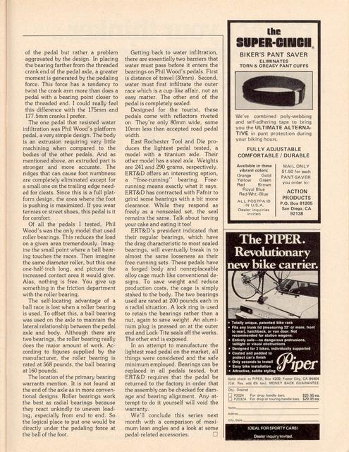 <------ Bicycling Magazine 06-1977 ------> Pedal Technology - Part 3 - Phil Wood / Weyless / ERTD