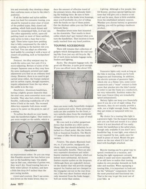 <------ Bicycling Magazine 06-1977 ------> Taping Touring Sources