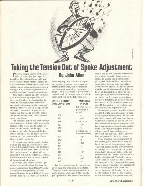 <---------- Bike World 11-1977 ----------> Taking The Tension Out Of Spoke Adjustment