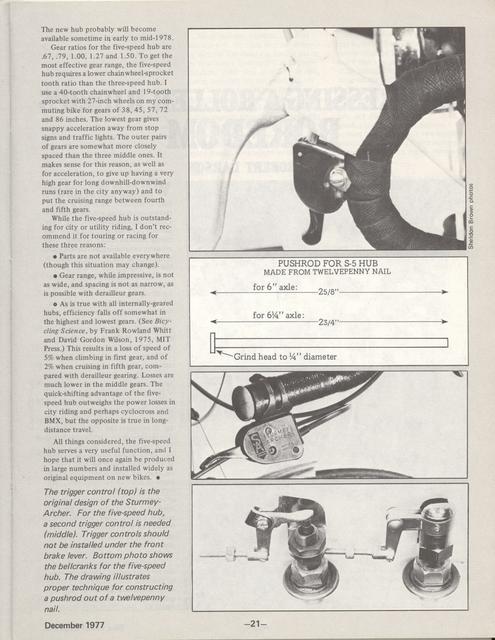 <---------- Bike World 12-1977 ----------> A Look At The Five-Speed Hub Gear