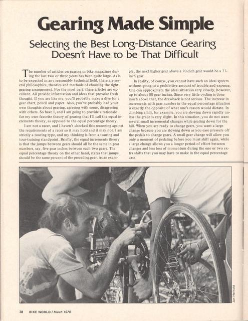 <---------- Bike World 03-1978 ----------> Gearing Made Simple