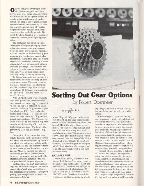 <---------- Bike World 03-1978 ----------> Sorting Out Gear Options