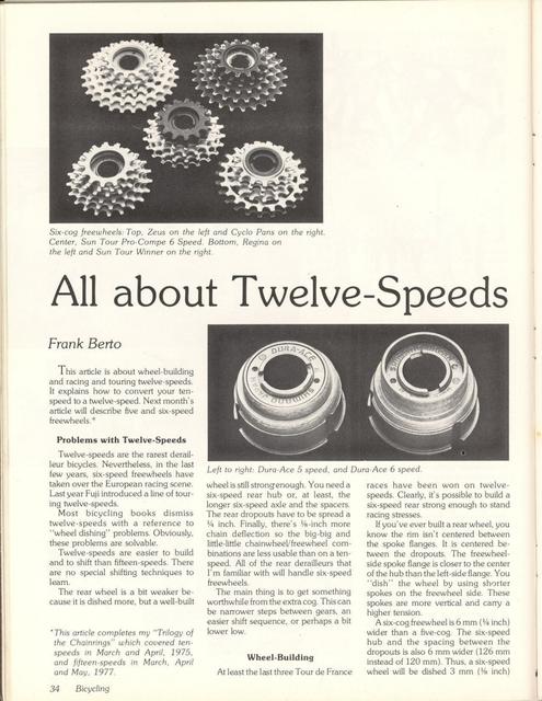 <------ Bicycling Magazine 05-1978 ------> All About Twelve Speeds