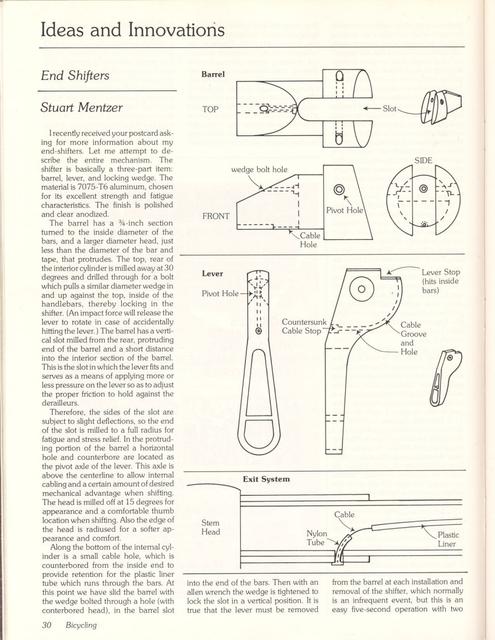 <------ Bicycling Magazine 05-1978 ------> Ideas And Innovations - End Shifters
