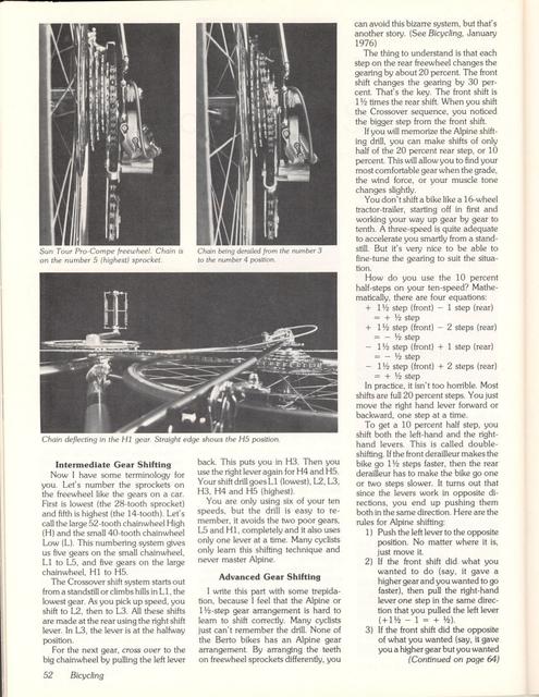<------ Bicycling Magazine 10-1978 ------> All About Gear Shifting