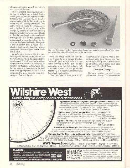 <------ Bicycling Magazine 10-1978 ------> Shimano’s 600 EX
