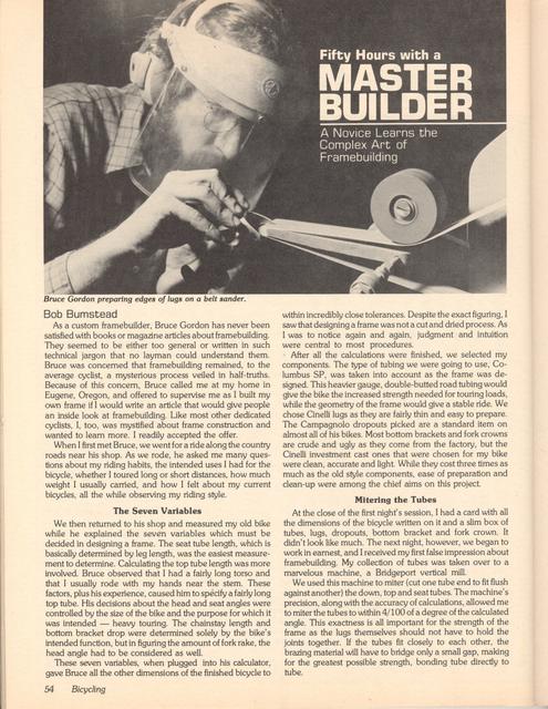 <------ Bicycling Magazine 03-1979 ------> 50 Hours With A Master Builder