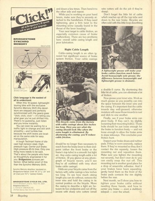 <------ Bicycling Magazine 06-1979 ------> Brake Adjustment - Part 1