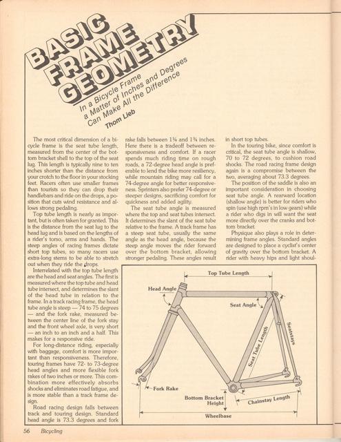 <------ Bicycling Magazine 07-1979 ------> Basic Frame Geometry