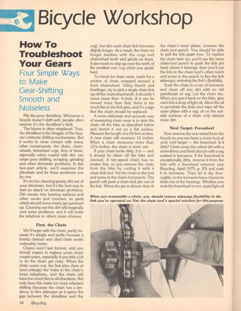 <------ Bicycling Magazine 08-1979 ------> Troubleshoot Your Gears - Part 1