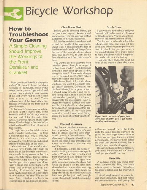 <------ Bicycling Magazine 09-1979 ------> Troubleshoot Your Gears - Part 2