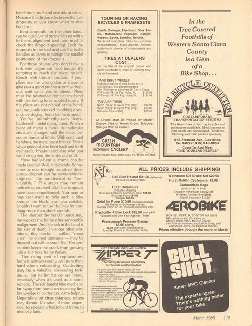 <------ Bicycling Magazine 03-1980 ------> Cold Setting And A Few Facts