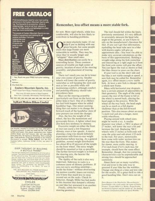 <------ Bicycling Magazine 07-1980 ------> The Geometry Of Handling