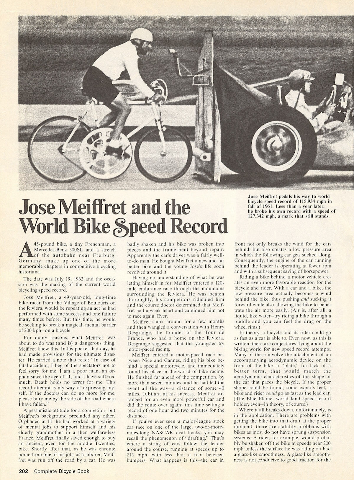 <----- Complete Bicycle Book 1972 -----> Jose Meiffret And The World Bike Speed Record