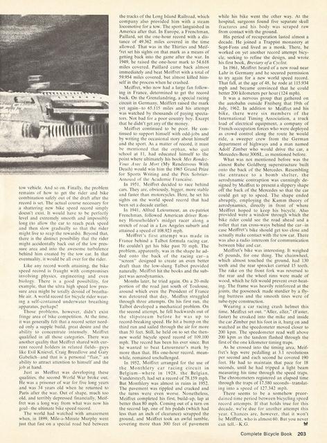 <----- Complete Bicycle Book 1972 -----> Jose Meiffret And The World Bike Speed Record