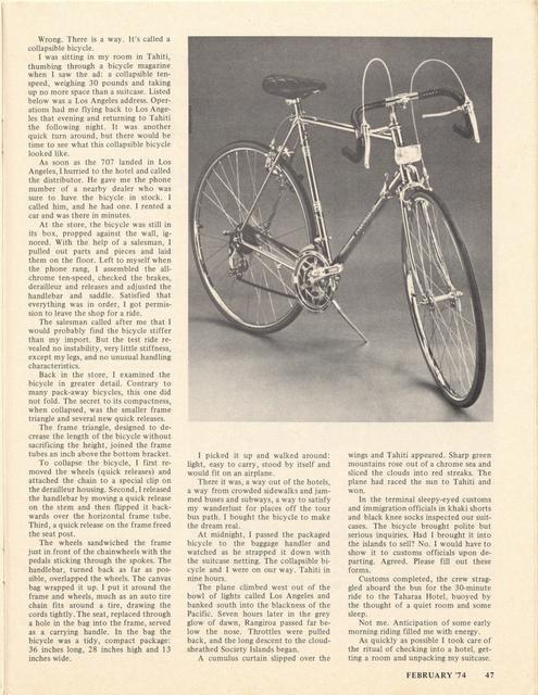 <------ Bicycling Magazine 02-1974 ------> Gitane Traveller