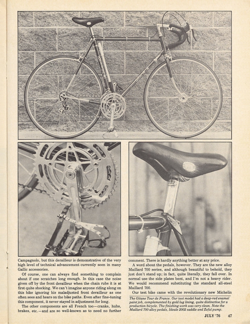 <------ Bicycling Magazine 07-1976 ------> Gitane Tour de France / 600 Model