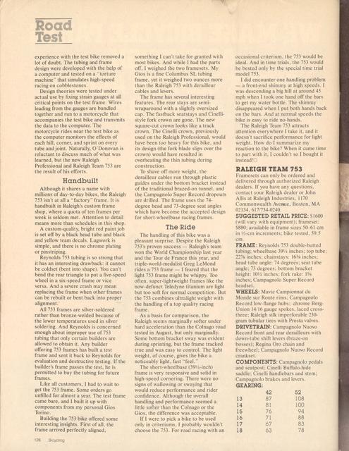 <------ Bicycling Magazine 12-1980 ------> Raleigh Team 753