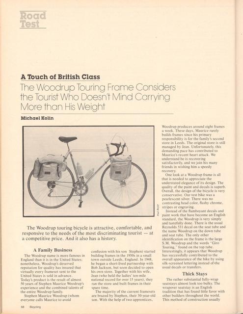 <------ Bicycling Magazine 10-1980 ------> Woodrup Giro Touring