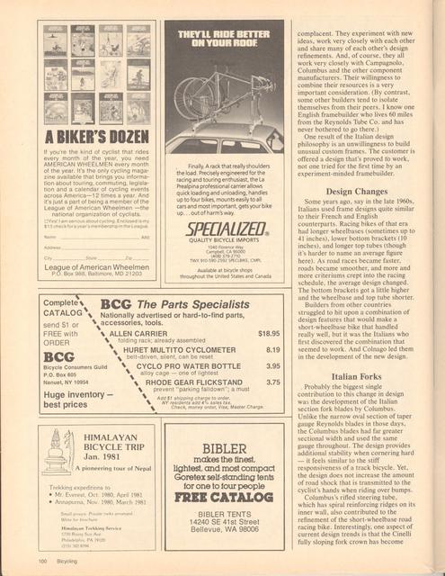 <------ Bicycling Magazine 08-1980 ------> Colnago Super