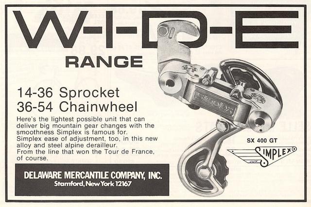 Simplex SX 400 GT rear derailleur advertisement (05-1978)