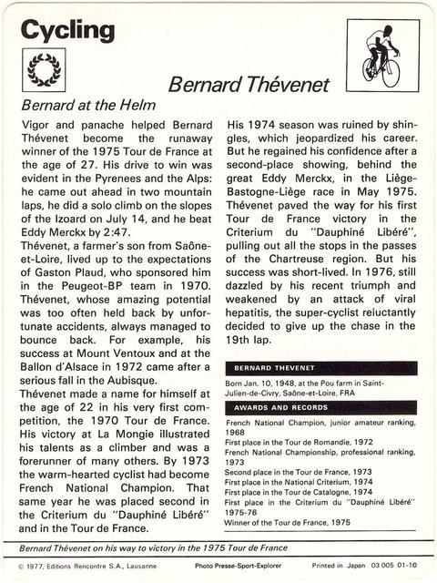 Bernard Thevenet (1975) - Back