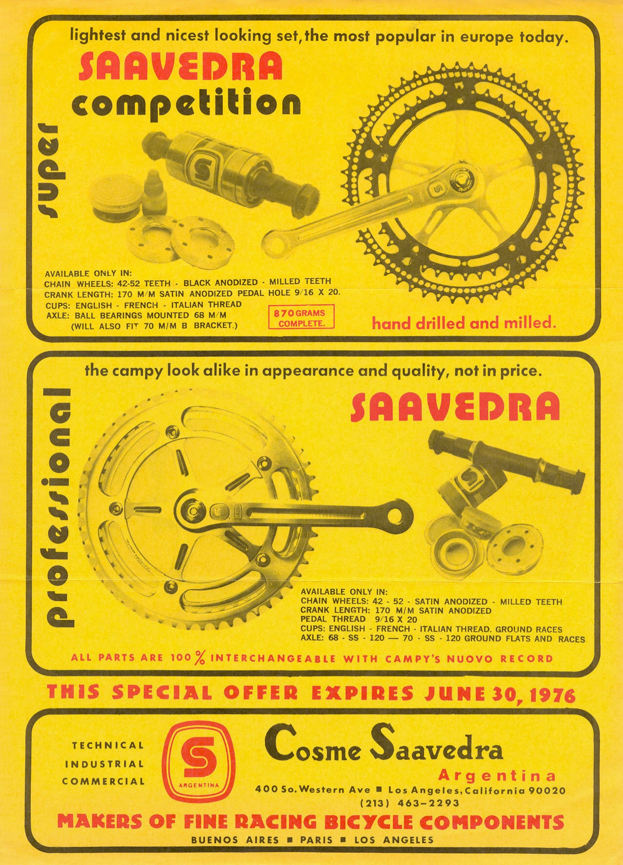 Saavedra "introductory" flyer (06-1976)